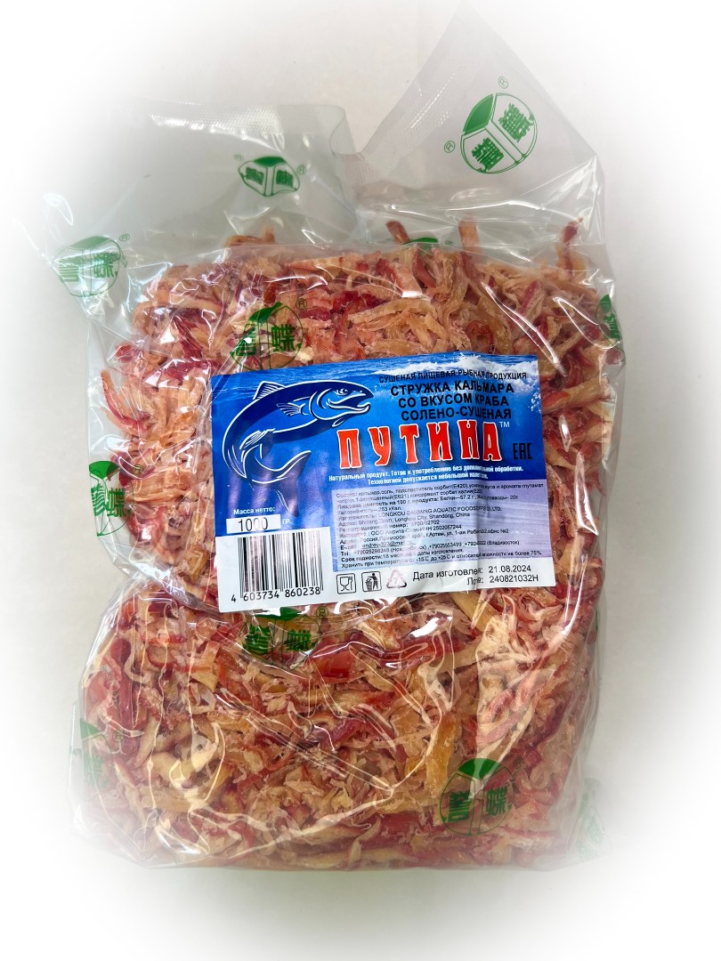 Кальмар стружка со вкусом краба "Розовая" (ПУТИНА) в Новомосковске